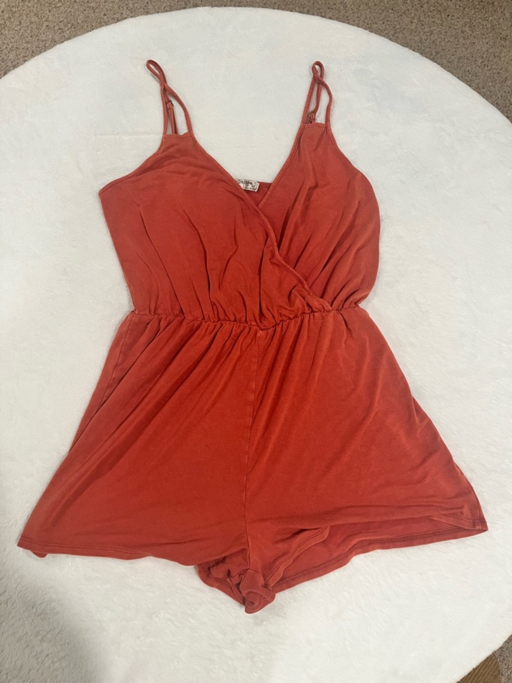 Bear Dance Rust Surplice Romper-Small
